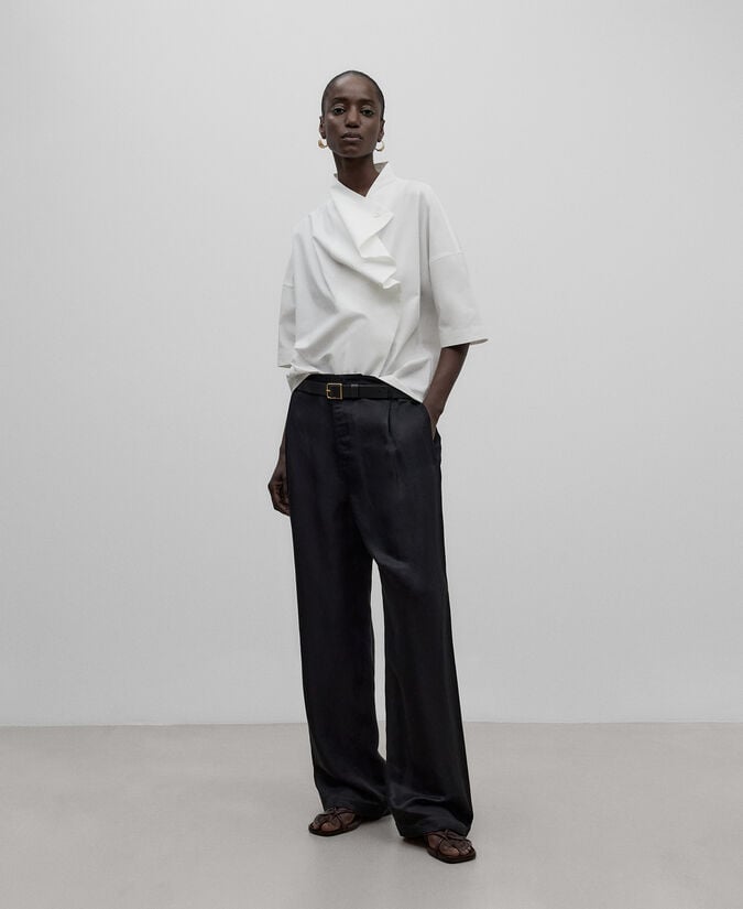 Adolfo dominguez Camisa cuello drapeado en algodón mujer