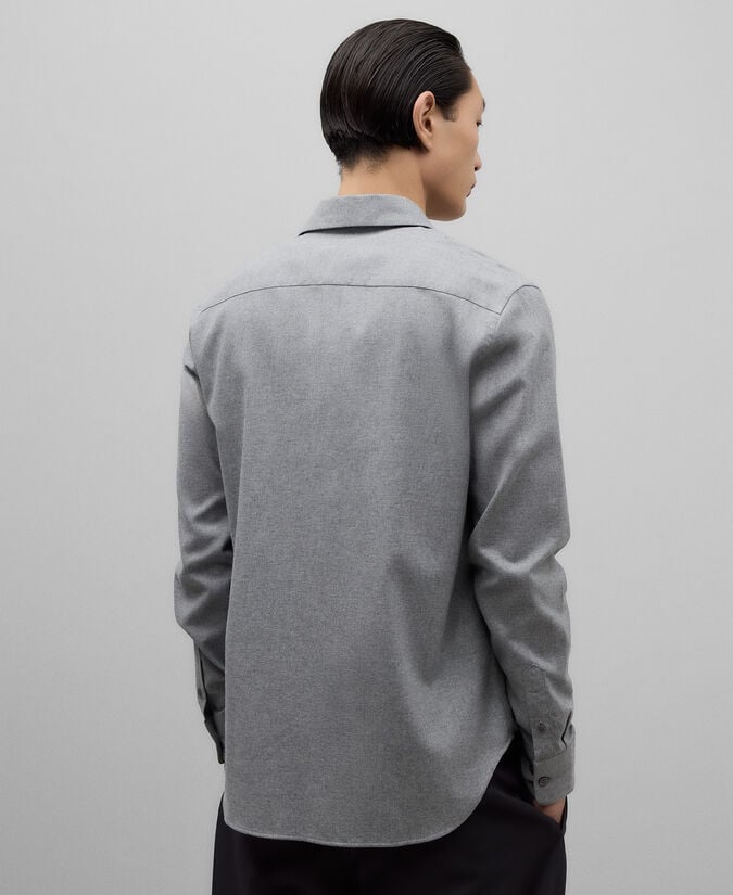 Adolfo Dominguez Camisa Franela Gris Melange Hombre