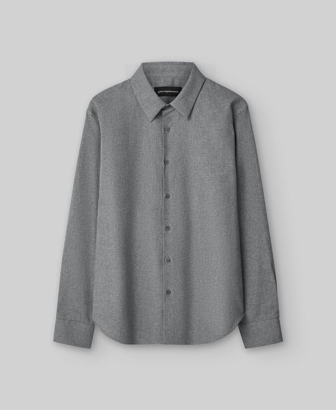 Adolfo Dominguez Camisa Franela Gris Melange Hombre