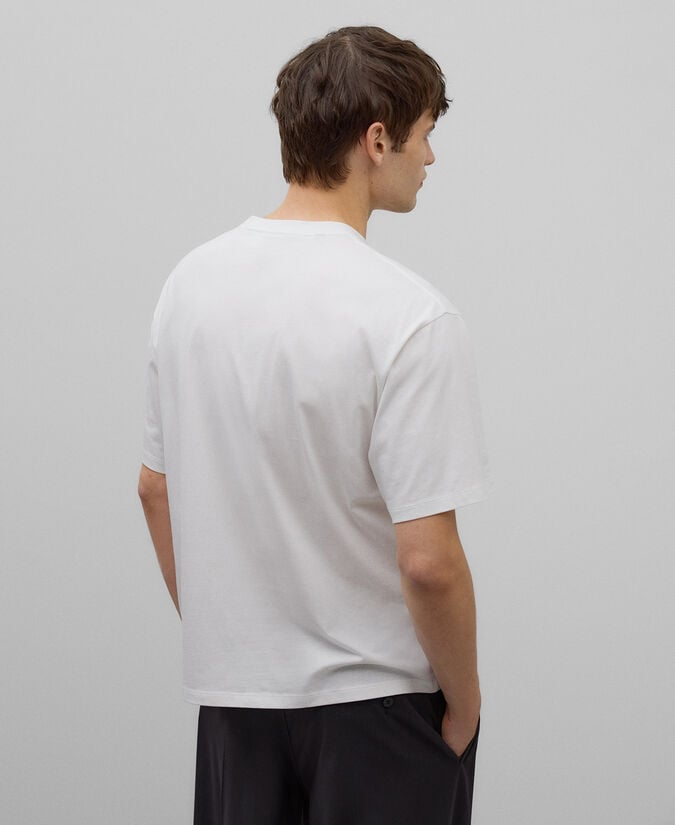 Adolfo Dominguez Camiseta Blanca Logo A Contraste Hombre