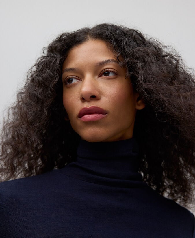 Adolfo Dominguez Camiseta Cuello Alto Lana Merino Mujer