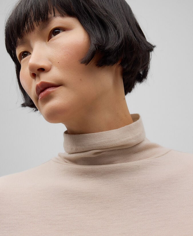 Adolfo Dominguez Camiseta Cuello Alto Lana Merino Mujer