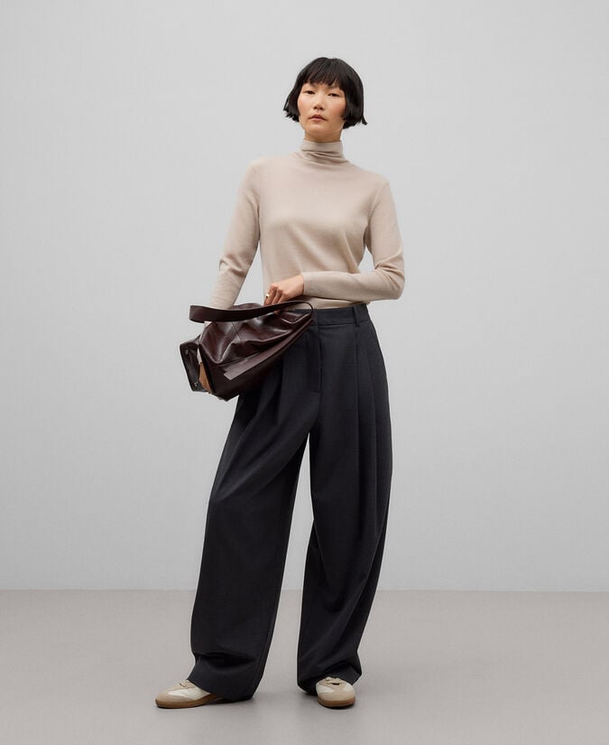 Adolfo dominguez Camiseta cuello alto lana merino mujer