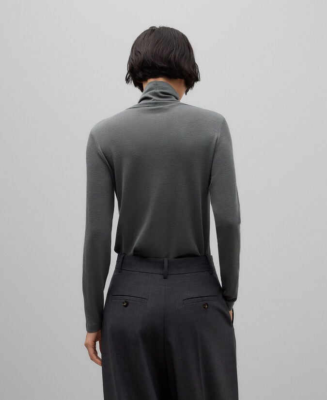 Adolfo Dominguez Camiseta Cuello Alto Lana Merino Mujer