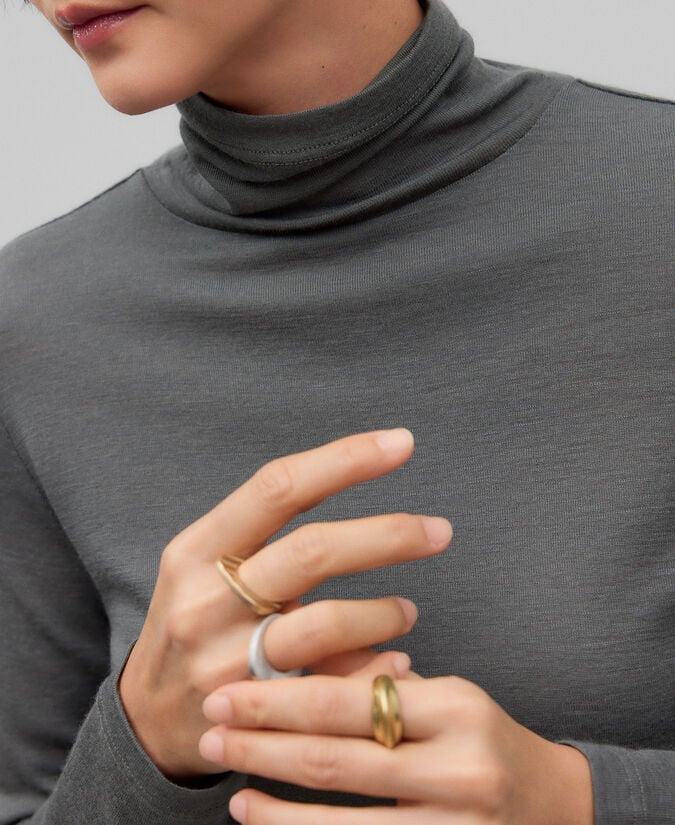 Adolfo Dominguez Camiseta Cuello Alto Lana Merino Mujer