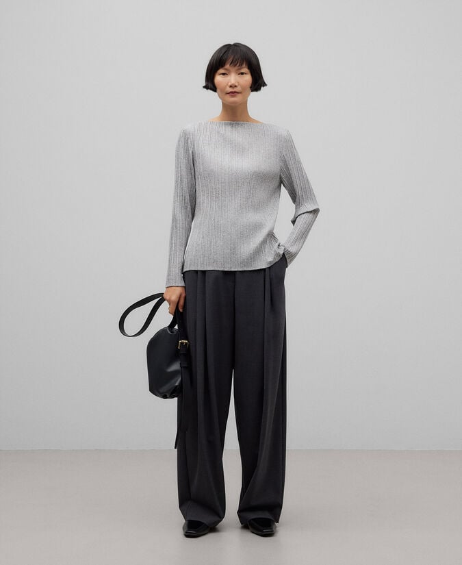 Adolfo dominguez Camiseta entallada tejido plisado mujer