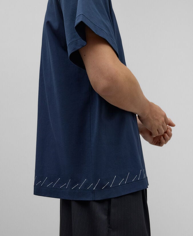 Adolfo Dominguez Camiseta Pespuntes Decorativos Hombre