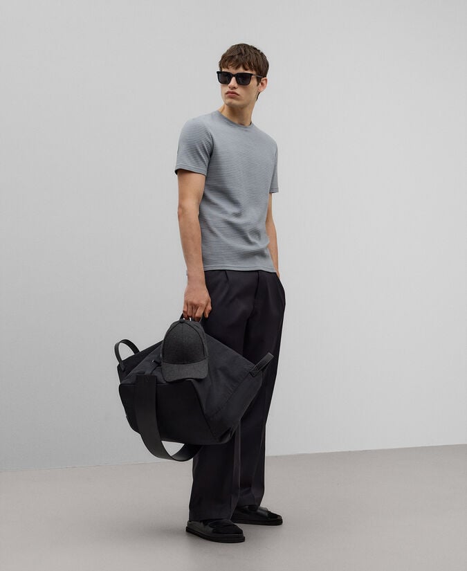 Adolfo dominguez Camiseta rayas en relieve gris hombre