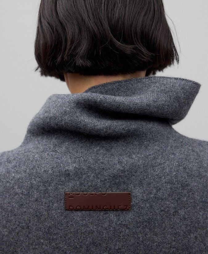 Adolfo Dominguez Capa Asimétrica Lana Gris Melange Mujer