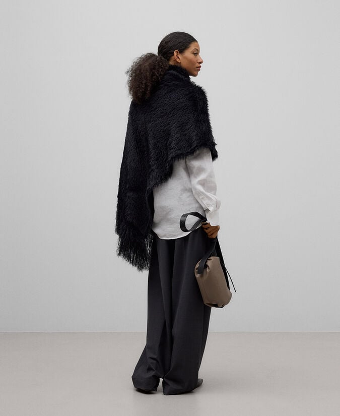 Adolfo Dominguez Capa Asimétrica Punto Efecto Pelo Mujer