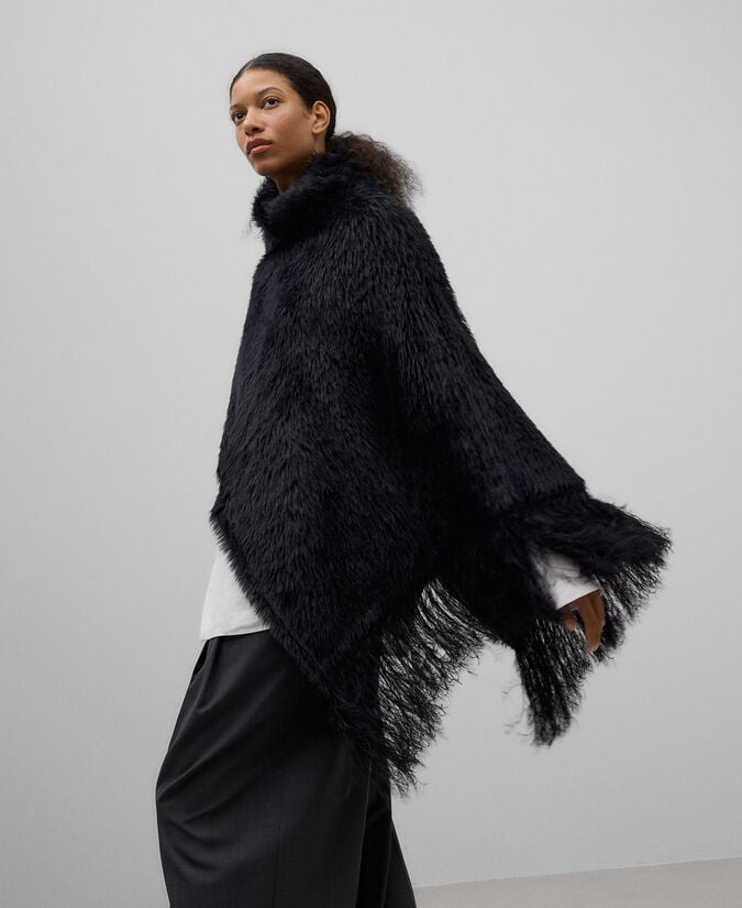 Adolfo Dominguez Capa Asimétrica Punto Efecto Pelo Mujer