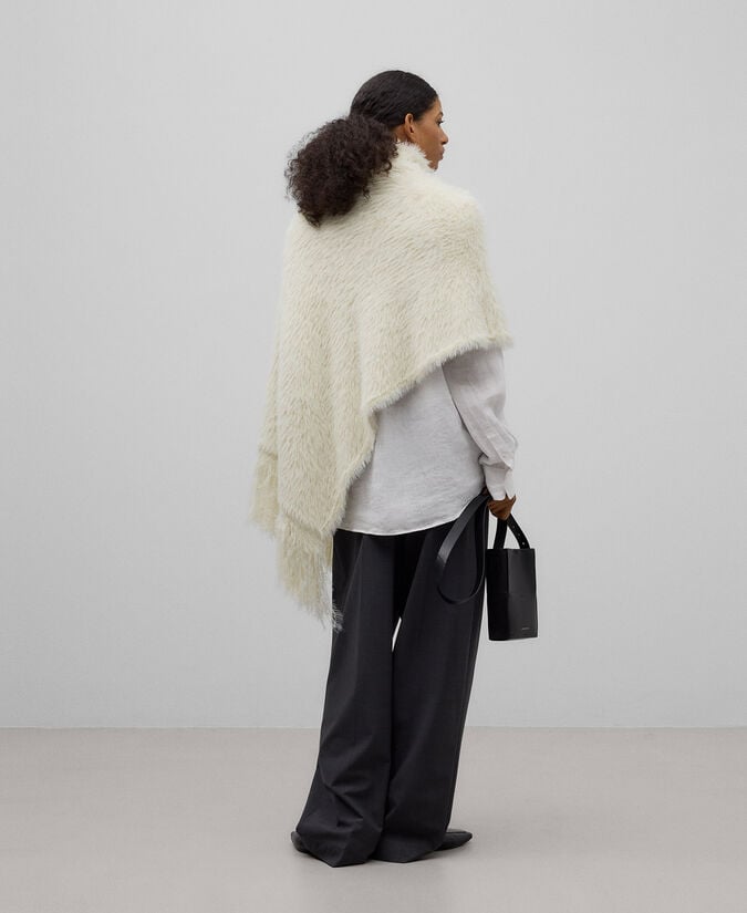 Adolfo Dominguez Capa Asimétrica Punto Efecto Pelo Mujer