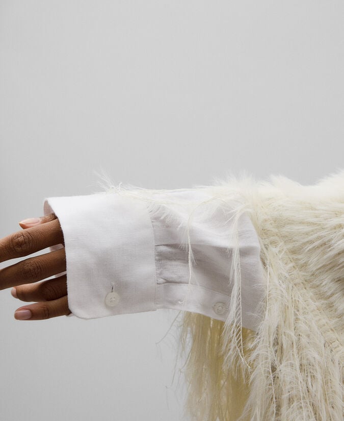 Adolfo Dominguez Capa Asimétrica Punto Efecto Pelo Mujer