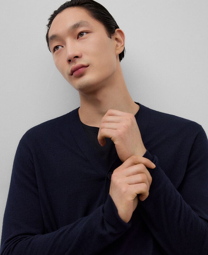 Adolfo Dominguez Cárdigan Lana Merino Azul Marino Hombre