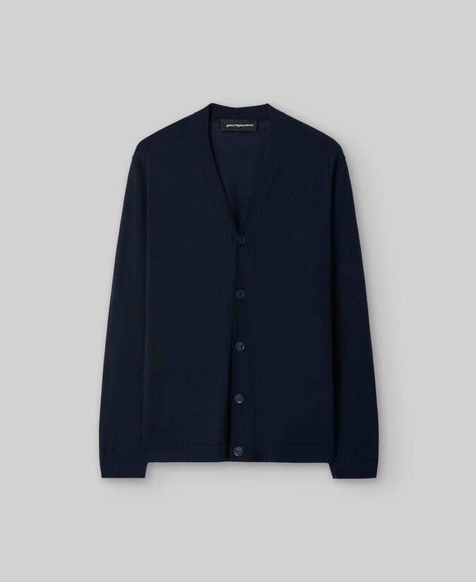 Adolfo Dominguez Cárdigan Lana Merino Azul Marino Hombre