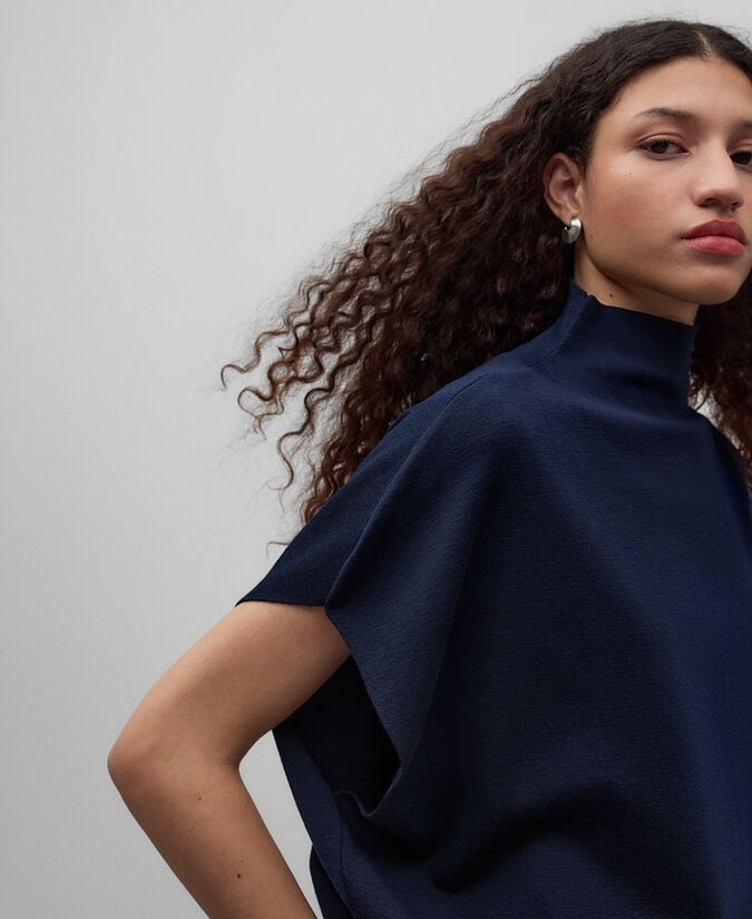 Adolfo Dominguez Chaleco Punto Goma Lana Merino Mujer