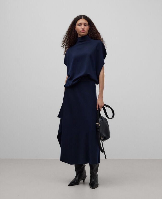 Adolfo dominguez Chaleco punto goma lana merino mujer