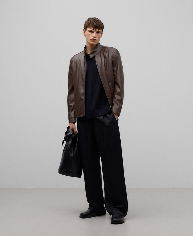 Adolfo dominguez Chaqueta biker Piel no Piel hombre