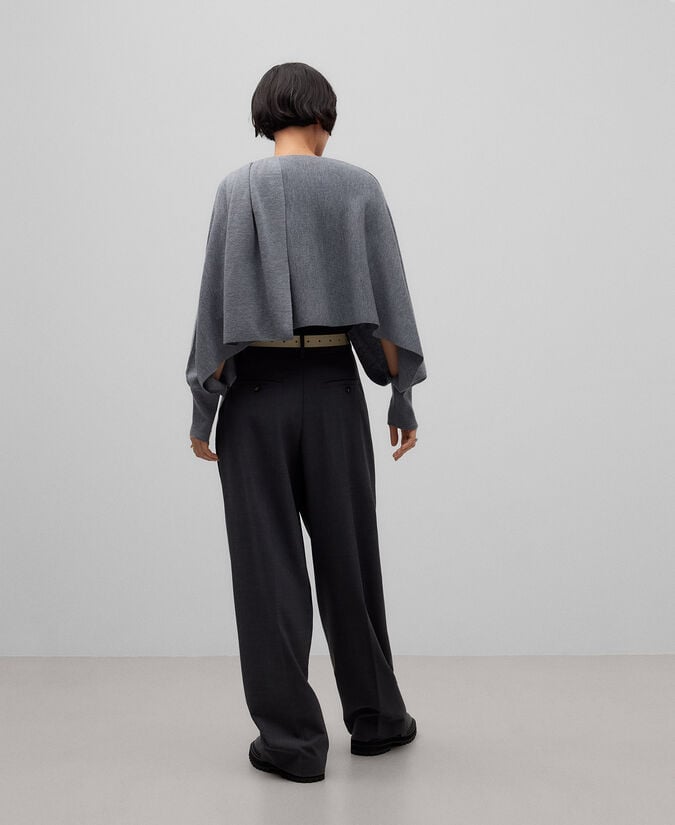 Adolfo Dominguez Chaqueta Con Bufanda Lana Merino Mujer