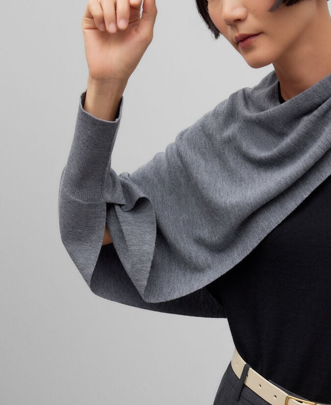 Adolfo Dominguez Chaqueta Con Bufanda Lana Merino Mujer