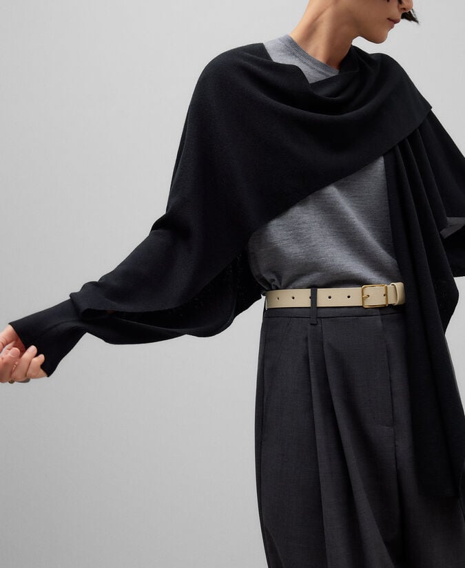 Adolfo Dominguez Chaqueta Con Bufanda Lana Merino Mujer