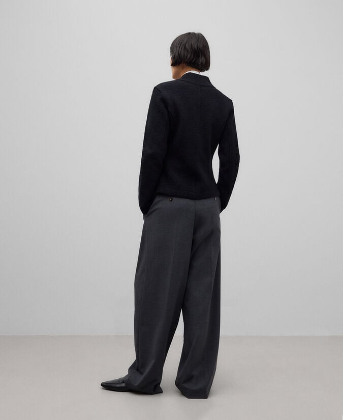 Adolfo Dominguez Chaqueta Corta Lana Merino Negra Mujer