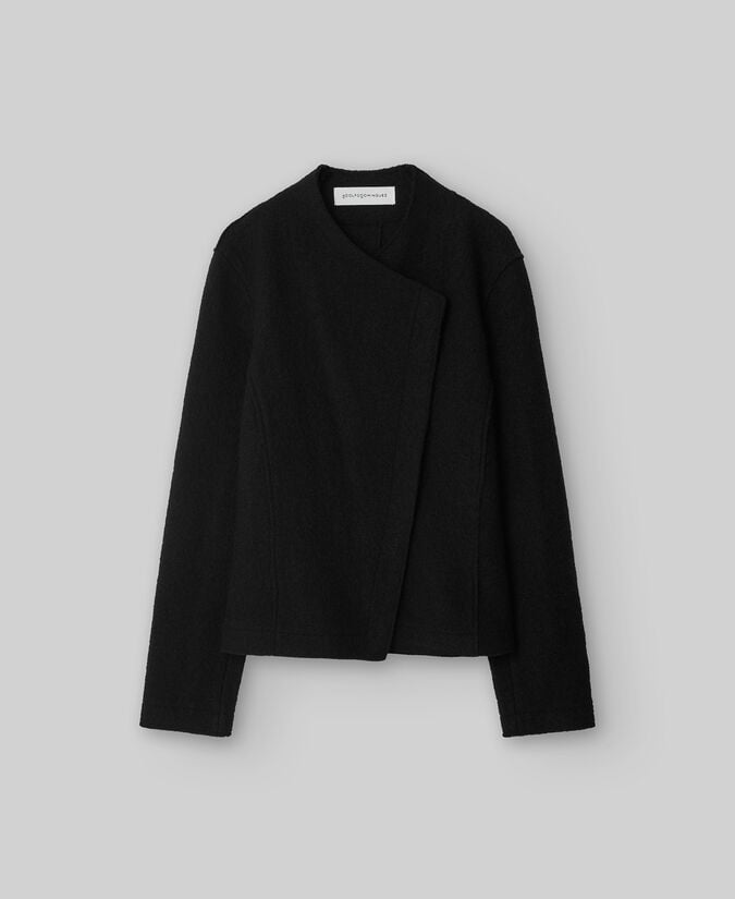 Adolfo Dominguez Chaqueta Corta Lana Merino Negra Mujer