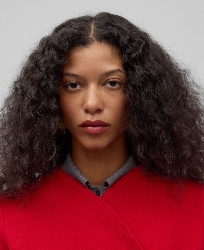 Adolfo Dominguez Chaqueta Corta Lana Merino Roja Mujer