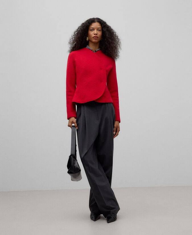 Adolfo dominguez Chaqueta corta lana merino roja mujer