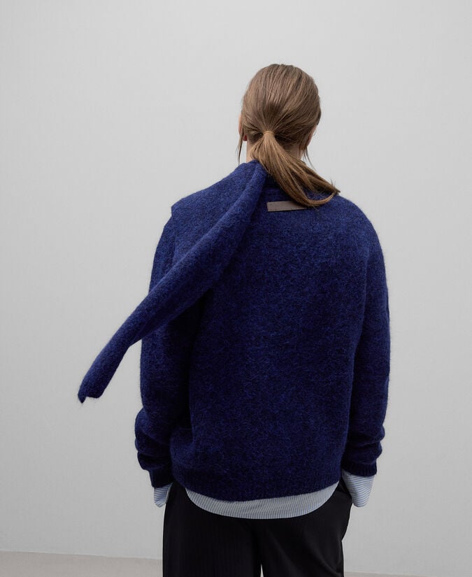 Adolfo Dominguez Chaqueta Cuello Bufanda Azul Mujer