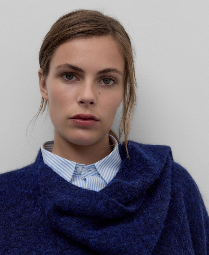 Adolfo Dominguez Chaqueta Cuello Bufanda Azul Mujer