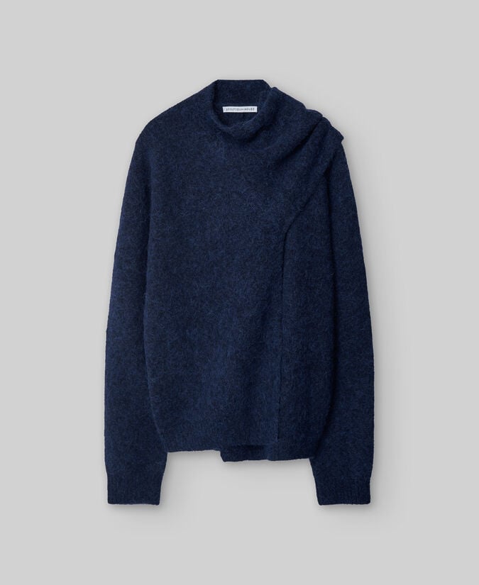 Adolfo Dominguez Chaqueta Cuello Bufanda Azul Mujer