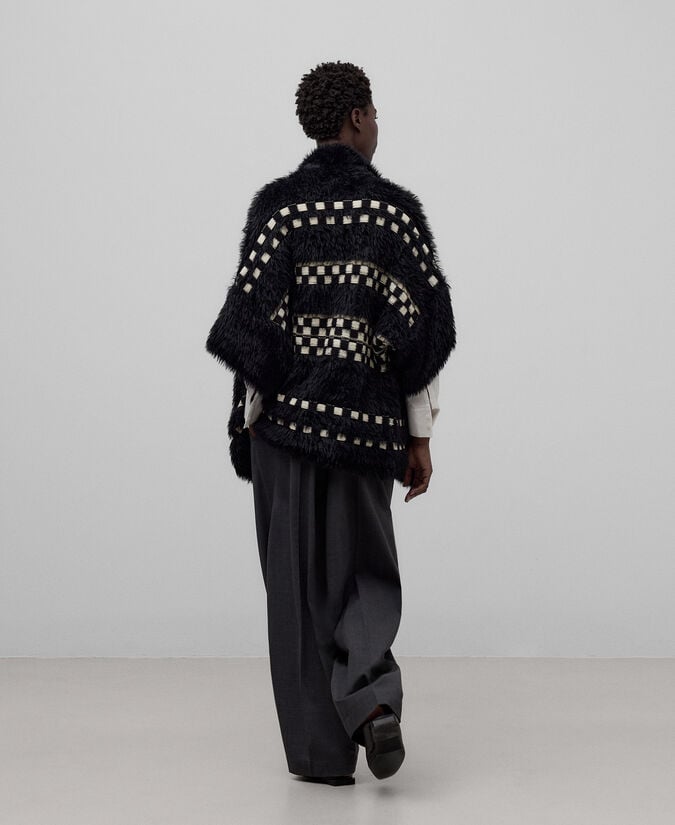 Adolfo Dominguez Chaqueta Kimono Punto Efecto Pelo Mujer