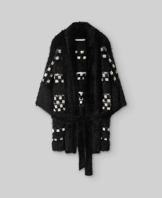 Adolfo Dominguez Chaqueta Kimono Punto Efecto Pelo Mujer