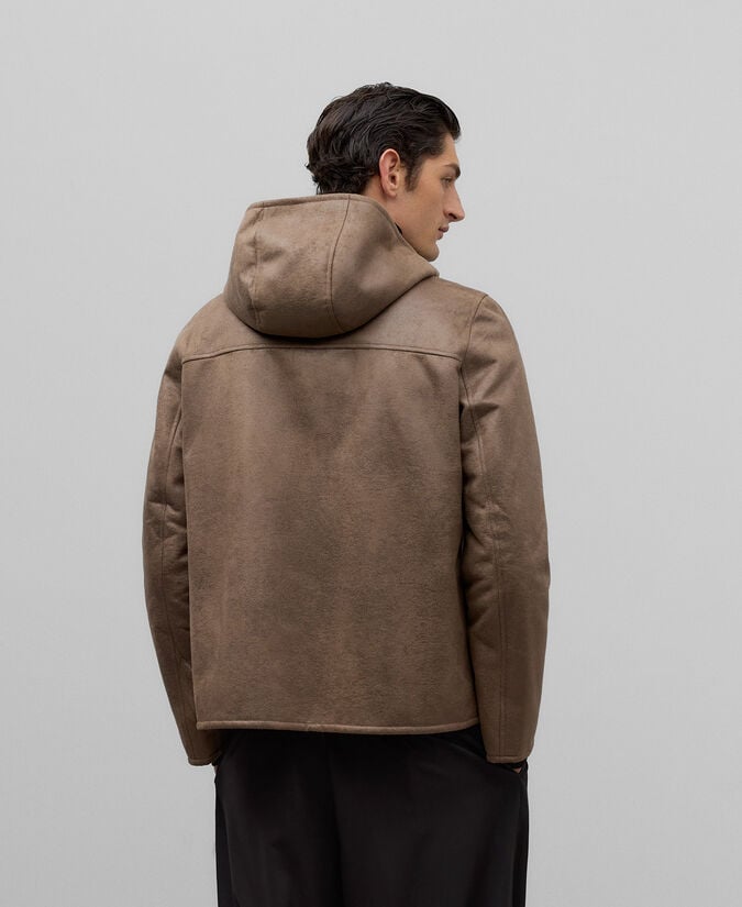 Adolfo Dominguez Chaqueta Piel No Piel Con Capucha Hombre