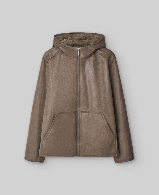 Adolfo Dominguez Chaqueta Piel No Piel Con Capucha Hombre