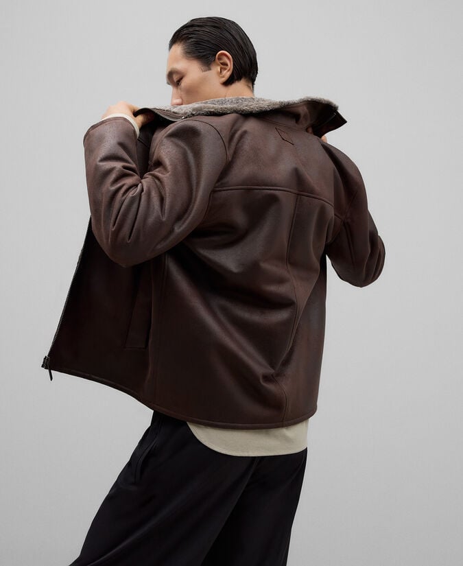 Adolfo Dominguez Chaqueta Piel No Piel Marrón Hombre