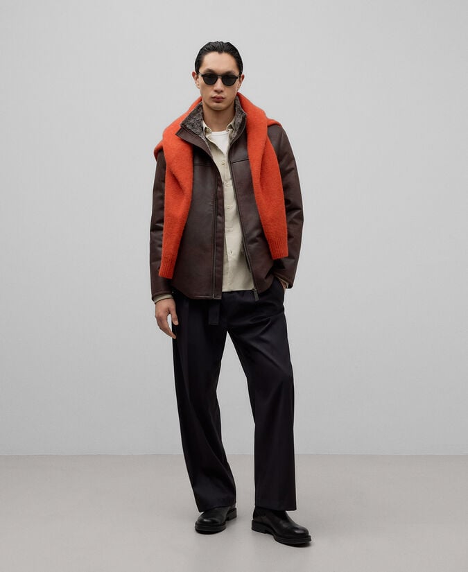 Adolfo dominguez Chaqueta Piel No Piel marrón hombre