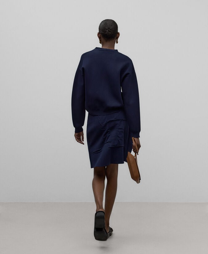 Adolfo Dominguez Chaqueta Punto Goma Azul Marino Mujer