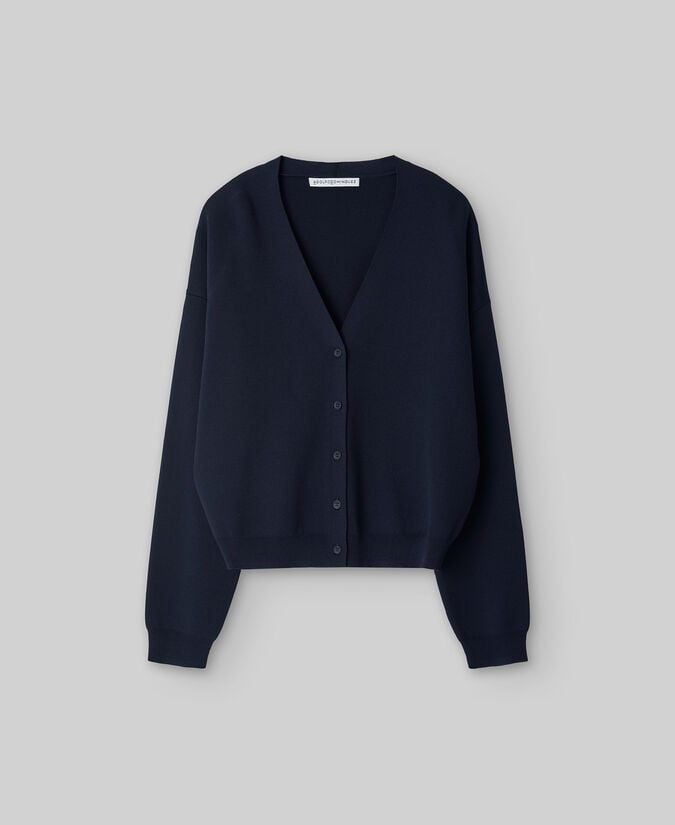 Adolfo Dominguez Chaqueta Punto Goma Azul Marino Mujer