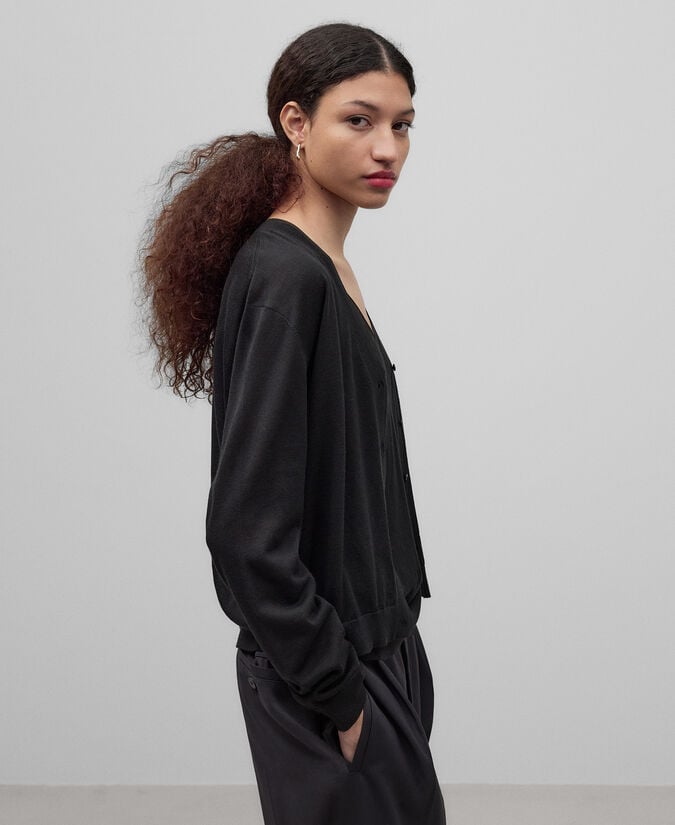 Adolfo Dominguez Chaqueta Punto Lana Merino Y Seda Mujer