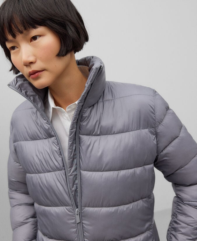 Adolfo Dominguez Chaquetón Largo Acolchado Gris Mujer