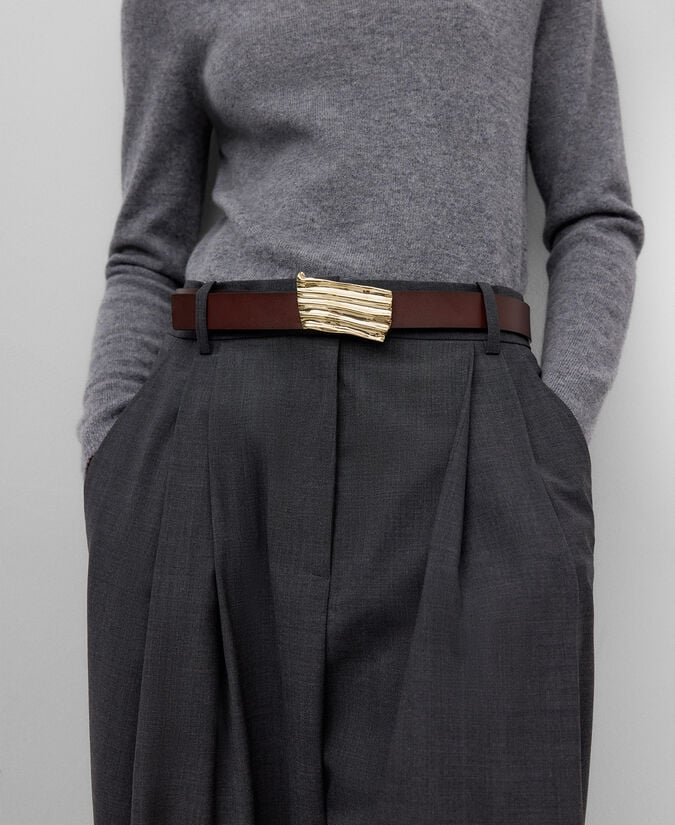 Adolfo Dominguez Cinturón Reversible Hebilla Dorada Mujer