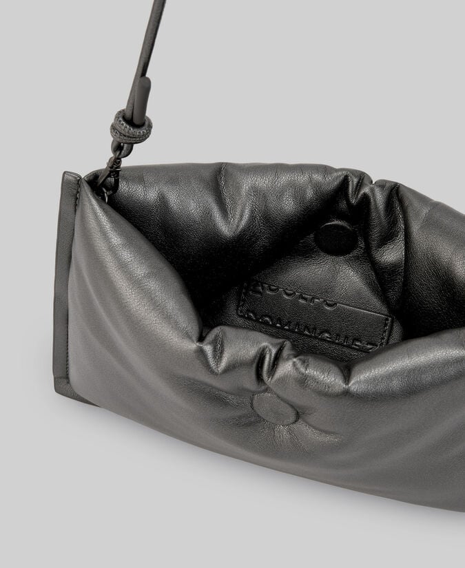 Adolfo Dominguez Clutch Acolchado Plata Negra Mujer