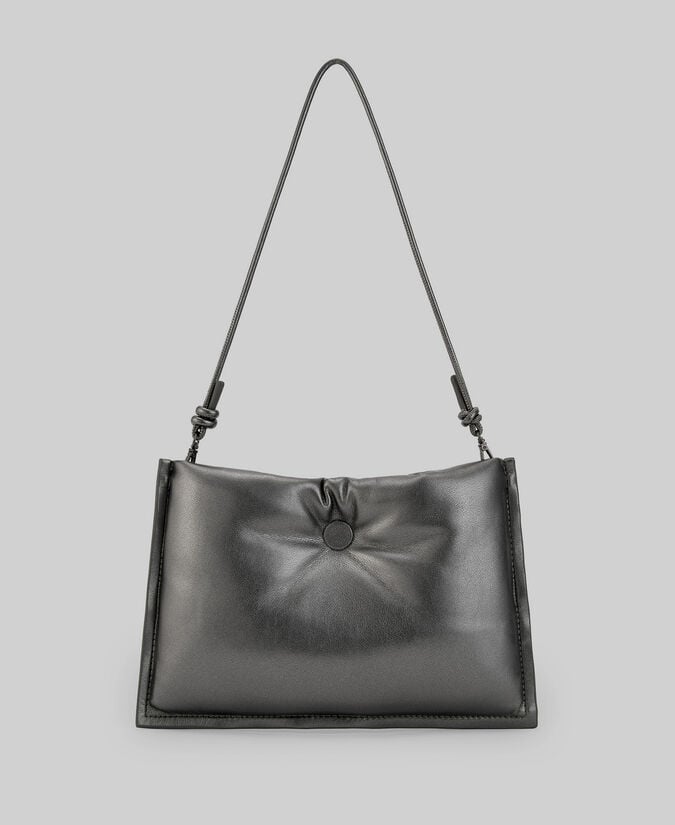 Adolfo dominguez Clutch acolchado plata negra mujer