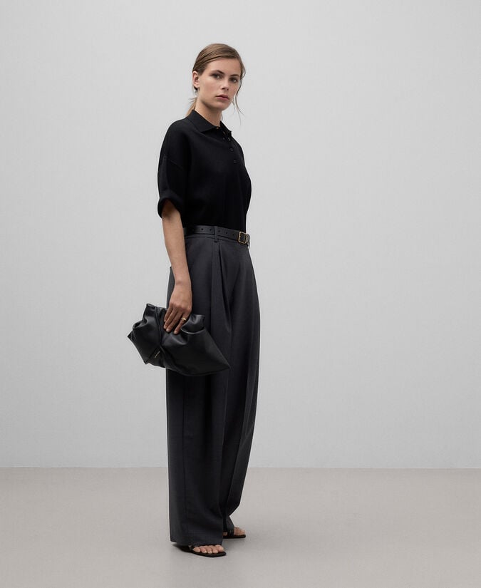 Adolfo Dominguez Clutch Asimétrico Acolchado Piel Mujer