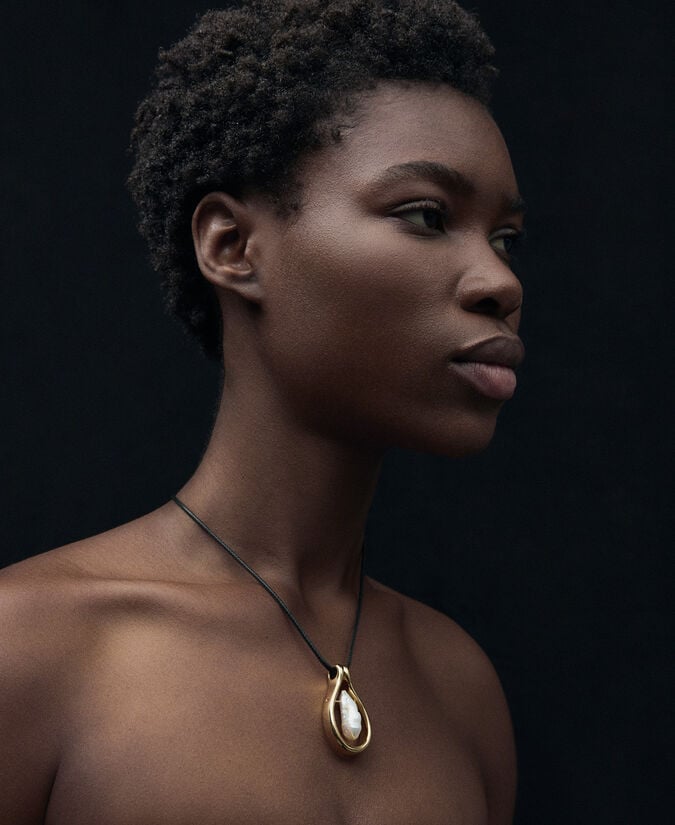 Adolfo Dominguez Collar Aro Con Perla Central Mujer