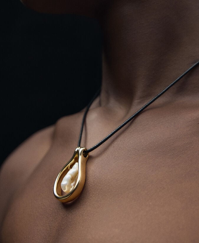 Adolfo Dominguez Collar Aro Con Perla Central Mujer