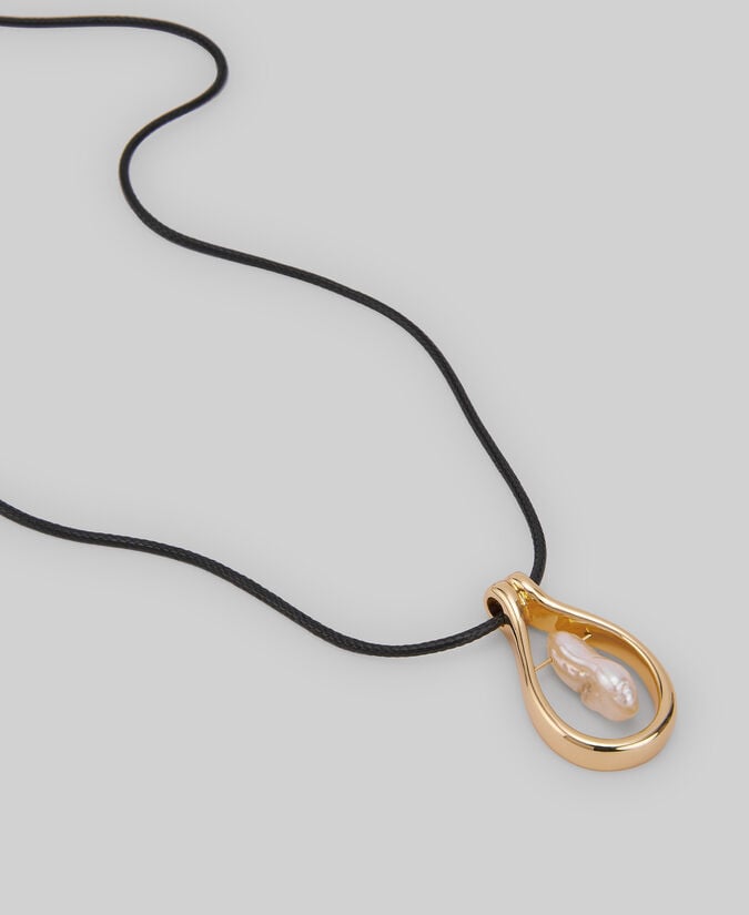 Adolfo dominguez Collar aro con perla central mujer