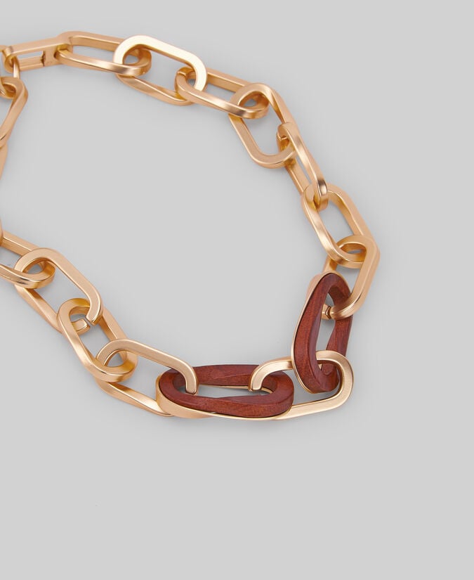 Adolfo dominguez Collar eslabones metal y madera mujer